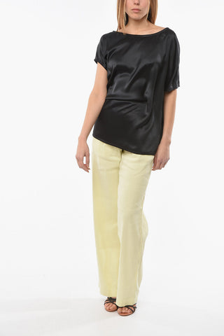 Silk-satin AMELIA Top with Boat Neckline