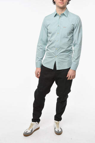 Cotton-poplin Shirt with Logo Embroidery
