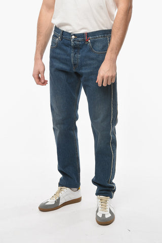 Light-washed Straight-leg Denims with Raw-cut Detailing