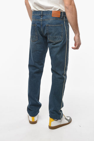 Light-washed Straight-leg Denims with Raw-cut Detailing