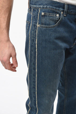 Light-washed Straight-leg Denims with Raw-cut Detailing