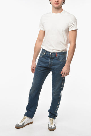 Light-washed Straight-leg Denims with Raw-cut Detailing