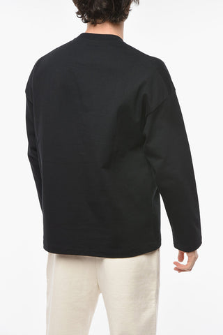 Felpa Girocollo in Jersey di Cotone con Relaxed Fit e Ricamo