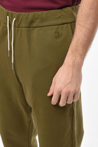 Cotton Joggers with Logoed Embroidery and Jet Pocket