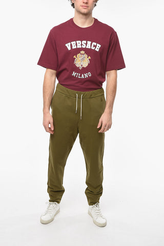 Cotton Joggers with Logoed Embroidery and Jet Pocket