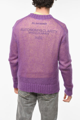 Crew Neck Mohair Blend Double-layered Pullover