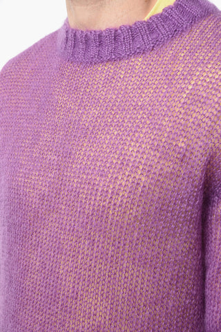 Crew Neck Mohair Blend Double-layered Pullover