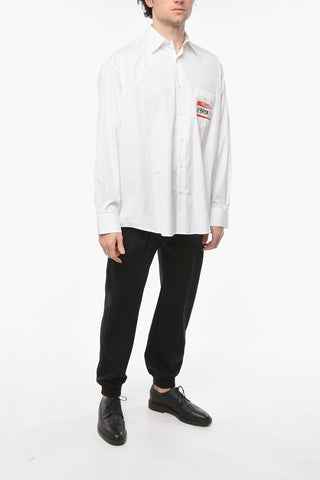 UNISEX Cotton-poplin Shirt with HELLO MY NAME IS VETEMENTS Print