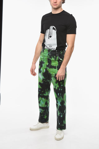 Low-crotch Alex fit Denims with Tie-dye Print 22cm