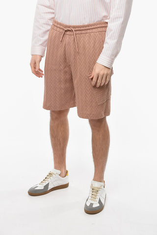 EMPORIO Herringbone Drawstringed Shorts with Flap Pocket