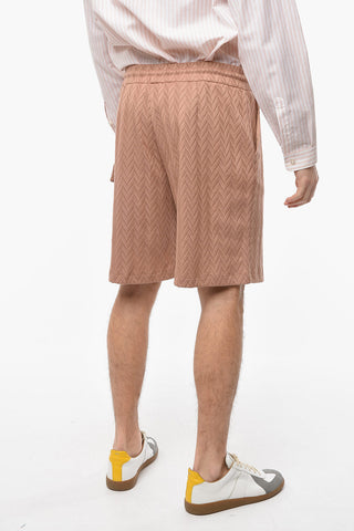 EMPORIO Herringbone Drawstringed Shorts with Flap Pocket