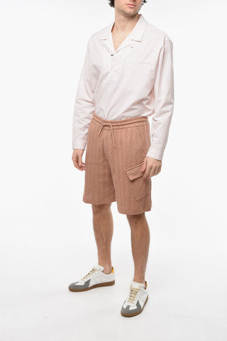 EMPORIO Herringbone Drawstringed Shorts with Flap Pocket
