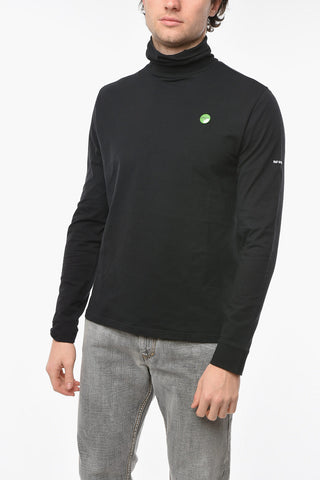 FRED PERRY T-shirt a Collo Alto e Maniche Lunghe con Dettaglio Spilla