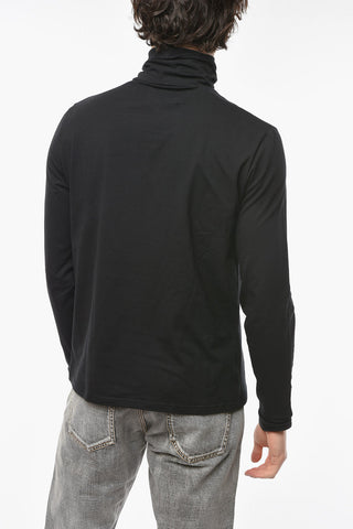 FRED PERRY T-shirt a Collo Alto e Maniche Lunghe con Dettaglio Spilla