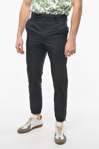 Ankle Zip Pinstriped Nylon Chinos Pants