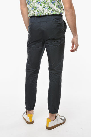 Ankle Zip Pinstriped Nylon Chinos Pants