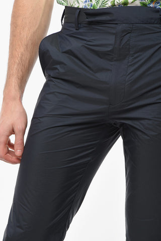 Ankle Zip Pinstriped Nylon Chinos Pants