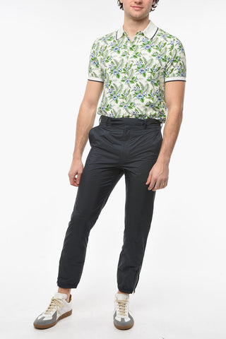 Ankle Zip Pinstriped Nylon Chinos Pants
