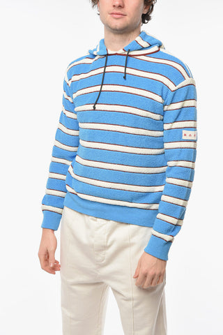 Felpa Hoodie in Spugna a Righe