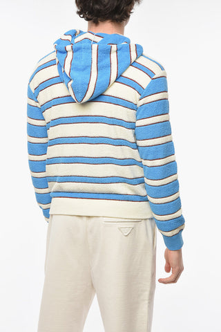 Felpa Hoodie in Spugna a Righe