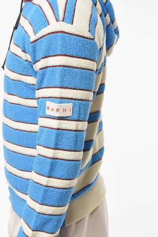 Felpa Hoodie in Spugna a Righe