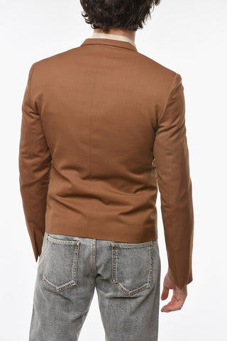Virgin-wool Blazer with Mandarin Collar