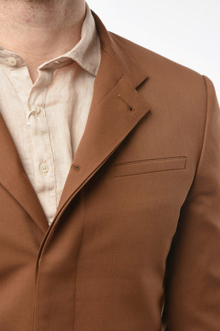 Virgin-wool Blazer with Mandarin Collar