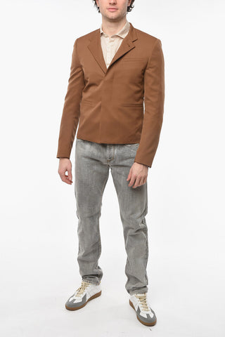 Virgin-wool Blazer with Mandarin Collar