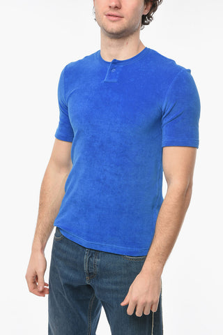 T-shirt COBALT in Jersey di Spugna con Bottone