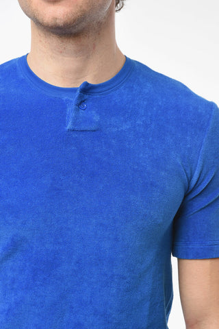 T-shirt COBALT in Jersey di Spugna con Bottone