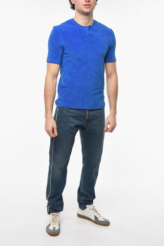 T-shirt COBALT in Jersey di Spugna con Bottone
