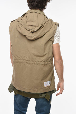 3 MMY Layered Hoodie Vest with Flap Pockets