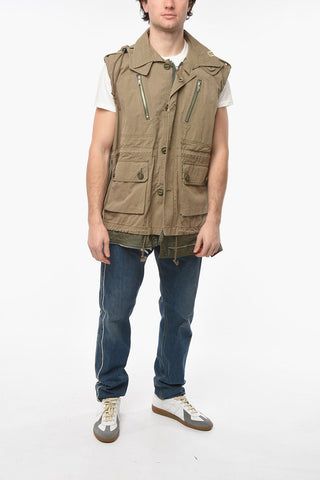 3 MMY Layered Hoodie Vest with Flap Pockets