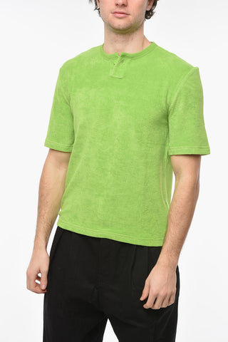 Towelling Jersey COBALT T-shirt with Button
