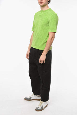 Towelling Jersey COBALT T-shirt with Button