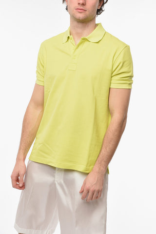 Piquet Cotton Polo with Straight Bottom with Side Slits