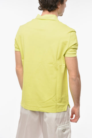 Piquet Cotton Polo with Straight Bottom with Side Slits