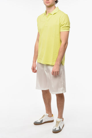 Piquet Cotton Polo with Straight Bottom with Side Slits
