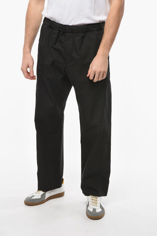 Pantaloni a Gamba Diritta in Cotone con Elastico in Vita