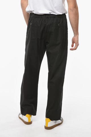 Pantaloni a Gamba Diritta in Cotone con Elastico in Vita