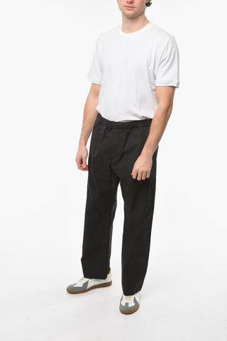 Pantaloni a Gamba Diritta in Cotone con Elastico in Vita