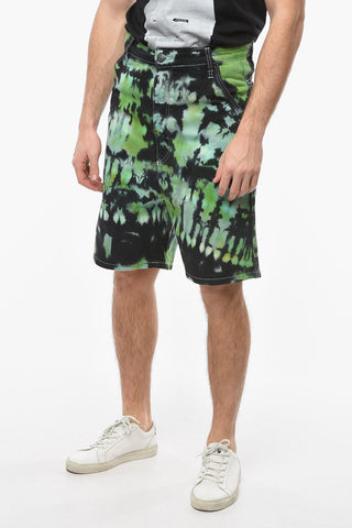 Shorts in Denim Alex Fit con Stampa Tye-dye