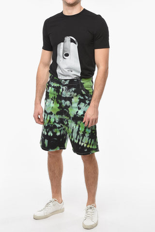 Shorts in Denim Alex Fit con Stampa Tye-dye
