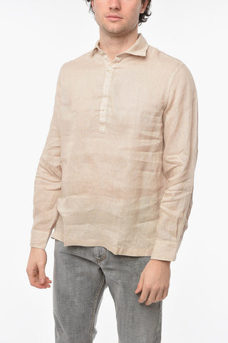 Linen TYLER Shirt with Polo Neck