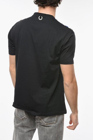 FRED PERRY Oversize T-shirt with Embroidered Logo and Brooches Detailing