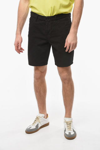Shorts in Denim con Monogram in Rilievo