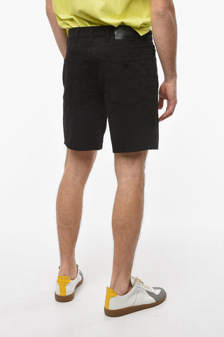 Shorts in Denim con Monogram in Rilievo