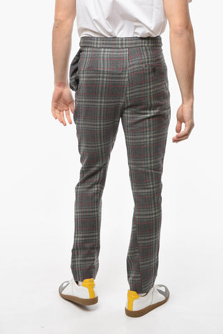 Wool DRUNKEN Trousers with Tartan Pattern and Pleats