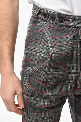 Wool DRUNKEN Trousers with Tartan Pattern and Pleats