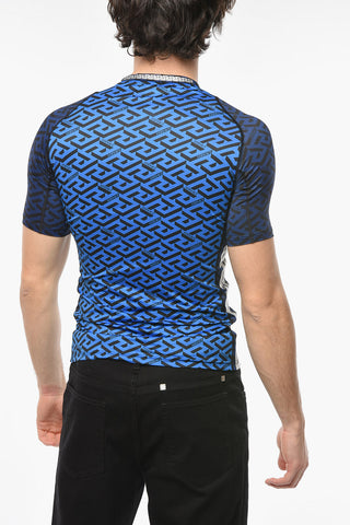 La Greca-patterned Training T-shirt with Lettering Allover